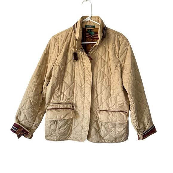 Lauren Ralph Lauren Tan Quilted Lined Equestrian Style Barn Jacket size xlarge - Picture 1 of 8